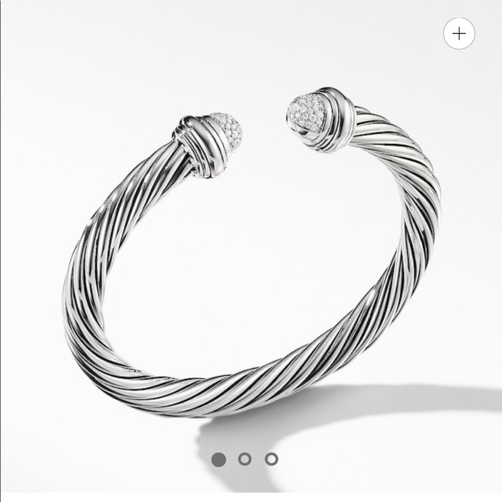 David Yurman Silver Cable Bracelet with Diamonds